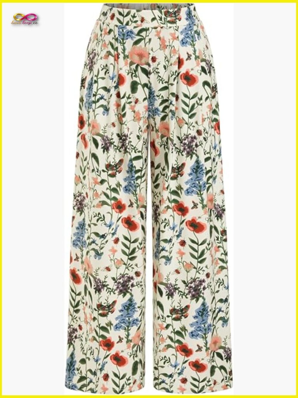 Wide Leg Palazzo Pants Elastic Waist High Rise Boho Casual Summer Outfit